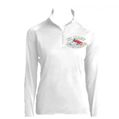 Ladies Sport-Tek Sport-Wick Stretch 1/2-Zip Pullover (White)